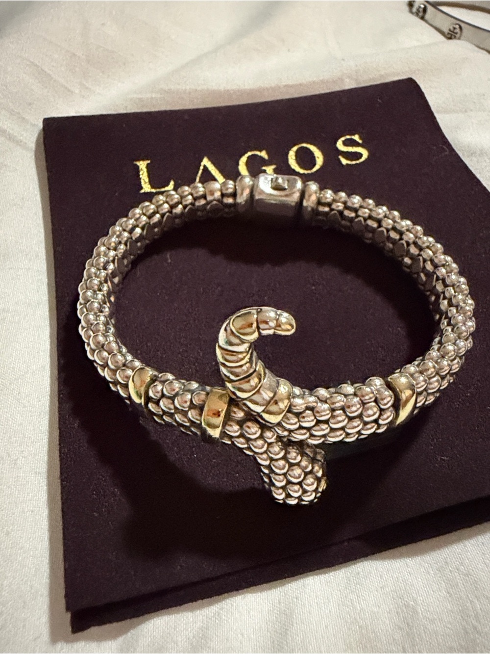 LAGOS Two-Tone Caviar snake Bracelet in Silver and 14k Accents